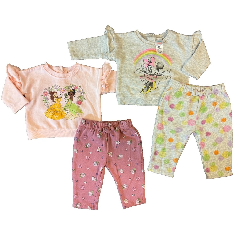 Disney Baby Girl 3-6 Months Sweatsuits Minnie Mouse Princess Belle Shirts Pants